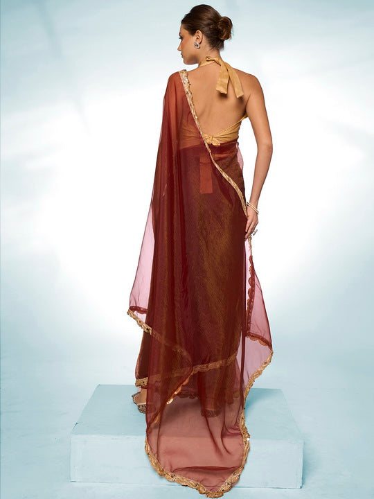 Elegant Solid Tissue Saree | Art-Silk Blouse | Perfect for Weddings & Festive Events