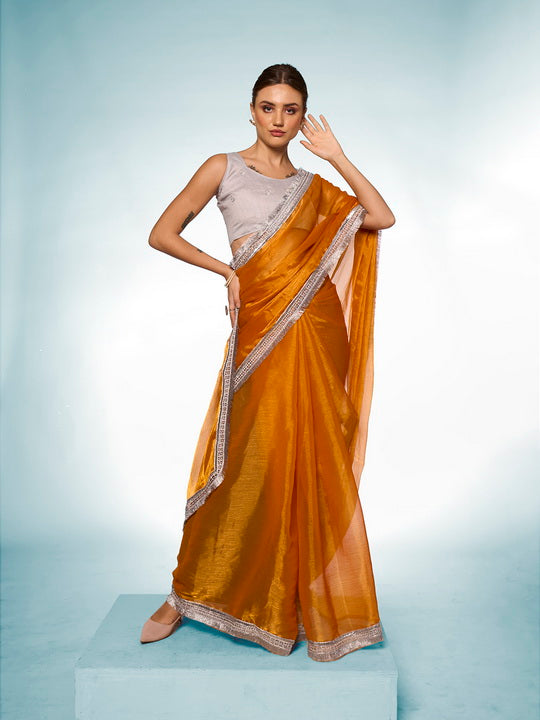 Designer Burberry Saree | Art-Silk Blouse | Perfect for Weddings & Events