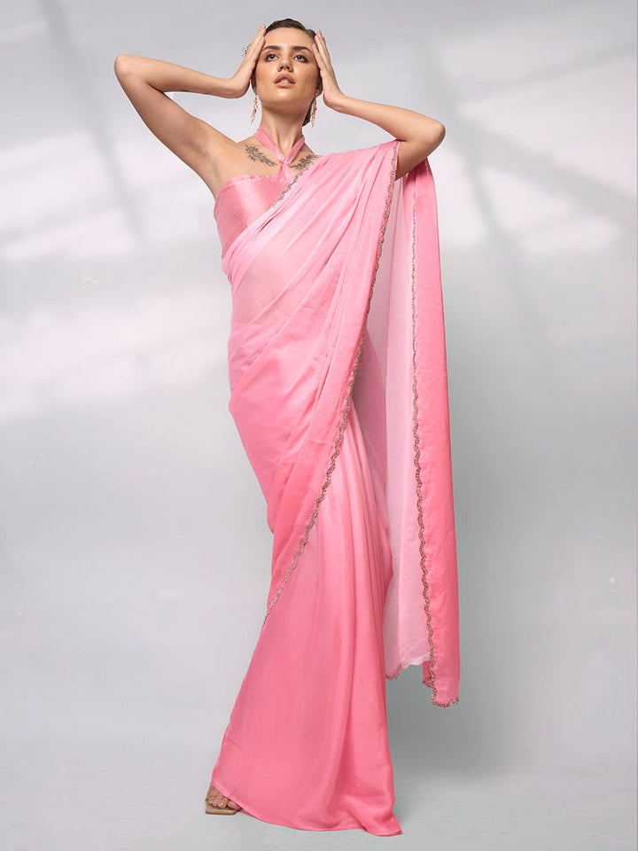 Elegant Rangoli Saree | Art-Silk Blouse | Solid Designer for Weddings