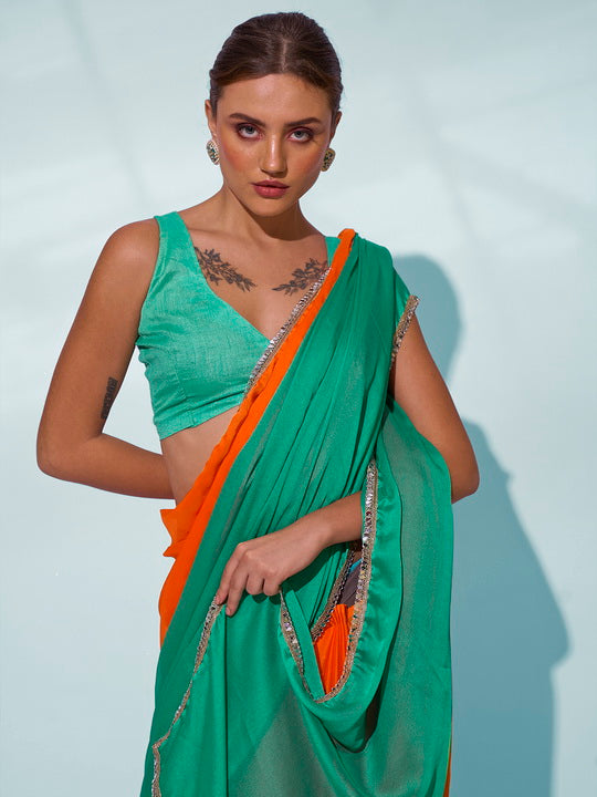 Elegant Georgette Saree | Solid Designer Wrap for Special Events & Weddings