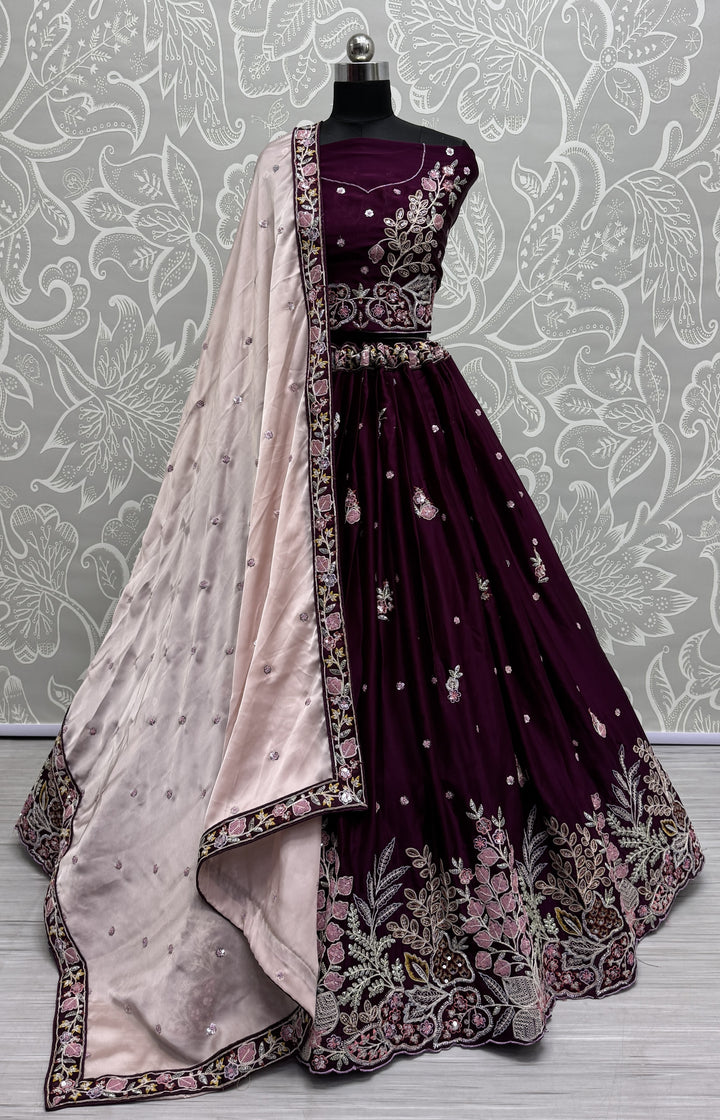 Sophisticated Silk Lehenga with Dupatta | A Graceful Addition to Your Wardrobe