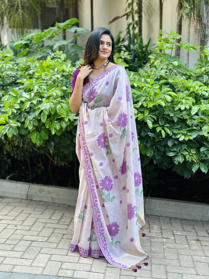 Muga-Cotton Jamdani Weaving Saree | Elegant for Weddings & Special Events