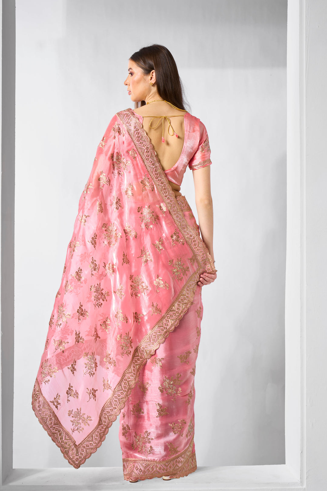 Designer Embroidery Work Burburry Saree | Art-Silk Blouse for Weddings