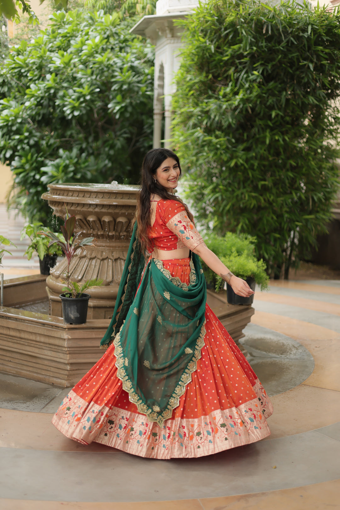 Designer Cosmos Jacquard Lehenga | Meenakari Woven & Embroidery Work Set