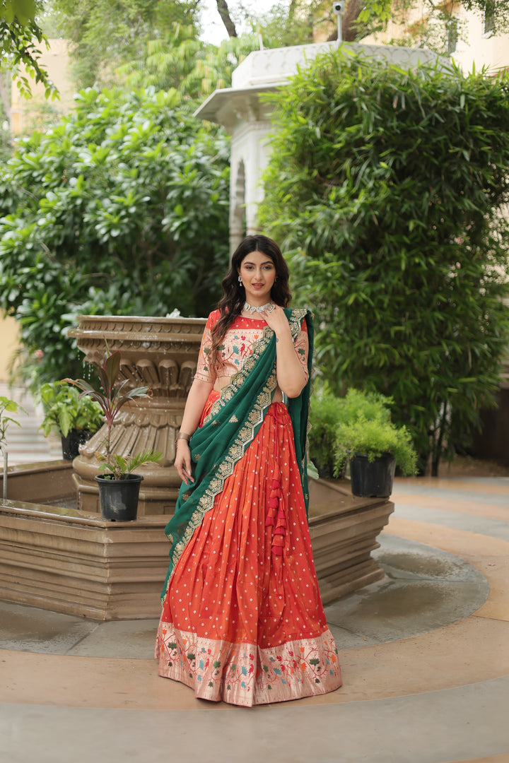 Designer Cosmos Jacquard Lehenga | Meenakari Woven & Embroidery Work Set