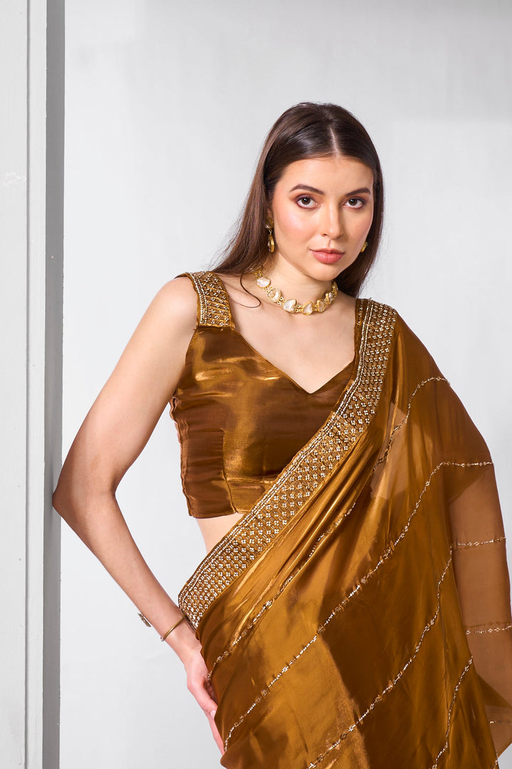 Designer Embroidered Jimmy-Choo Saree with Art-Silk Blouse | Special Event