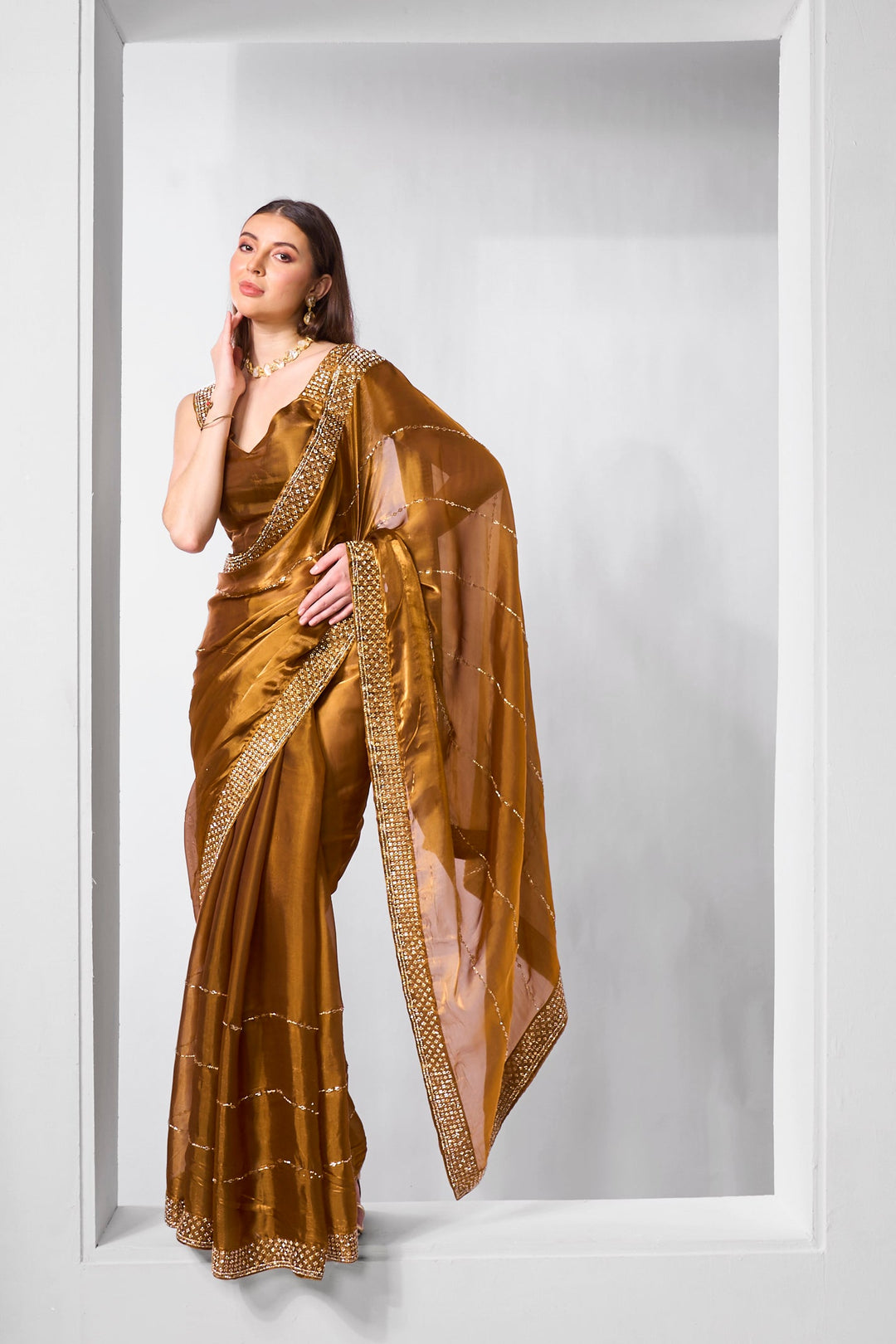 Designer Embroidered Jimmy-Choo Saree with Art-Silk Blouse | Special Event