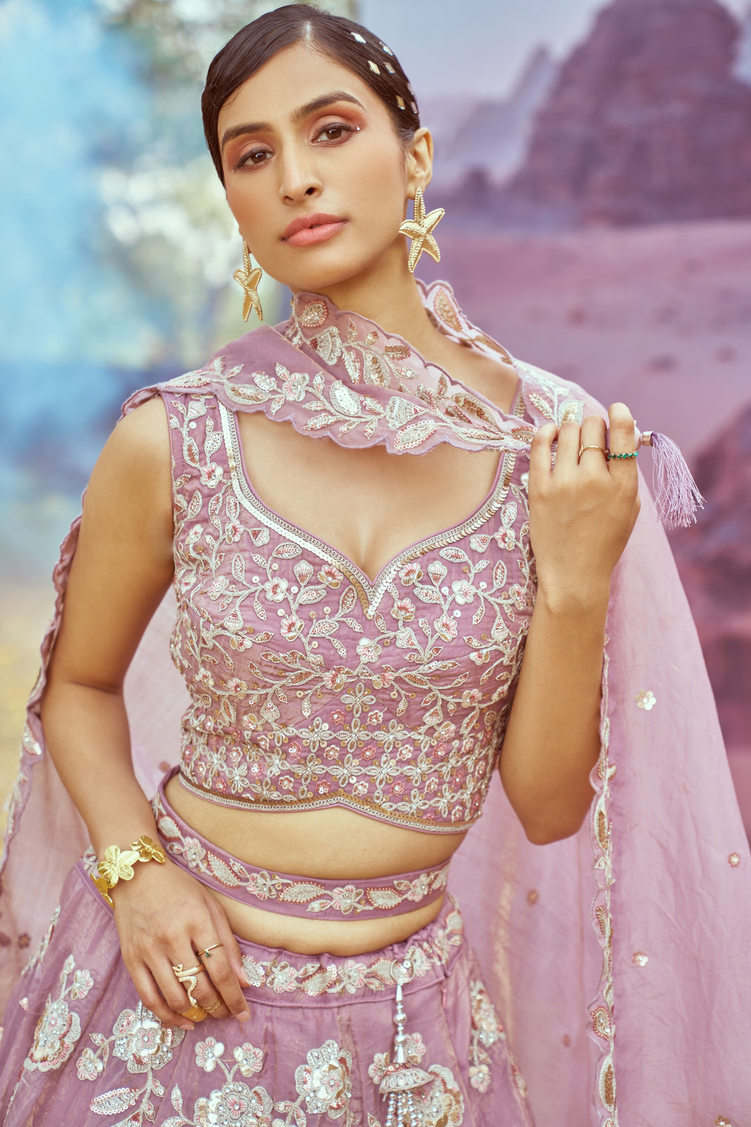 Elegant Organza Lehenga | Fancy Choli with Heavy Embroidery