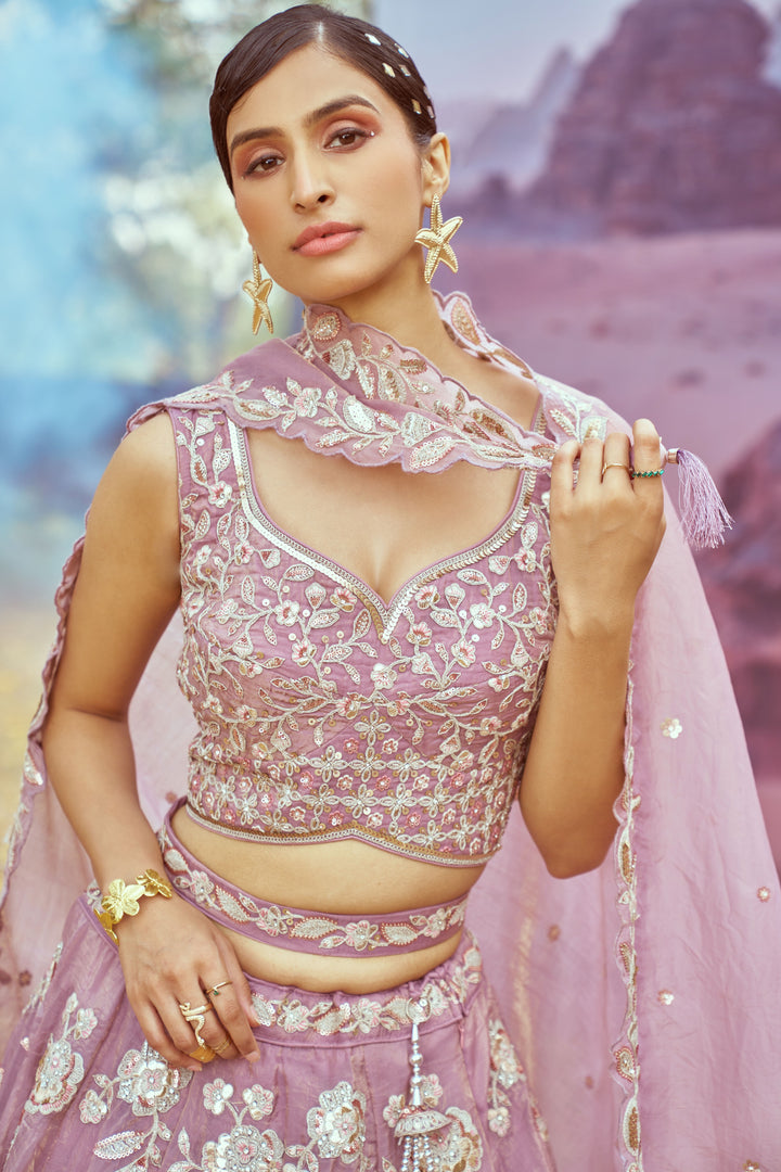 Elegant Organza Lehenga | Fancy Choli with Heavy Embroidery