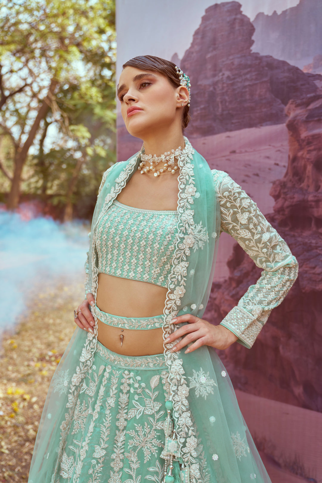 Designer Heavy Embroidered Lehenga Choli | Organza Fabric with Net Dupatta