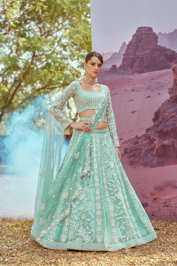 Designer Heavy Embroidered Lehenga Choli | Organza Fabric with Net Dupatta