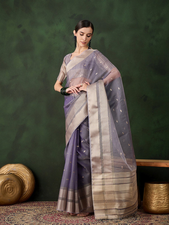 Elegant Khadi-Organza Saree | Designer Work for Special Events & Weddings