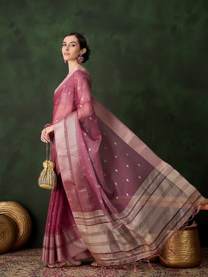 Elegant Khadi-Organza Saree | Designer Work for Special Events & Weddings