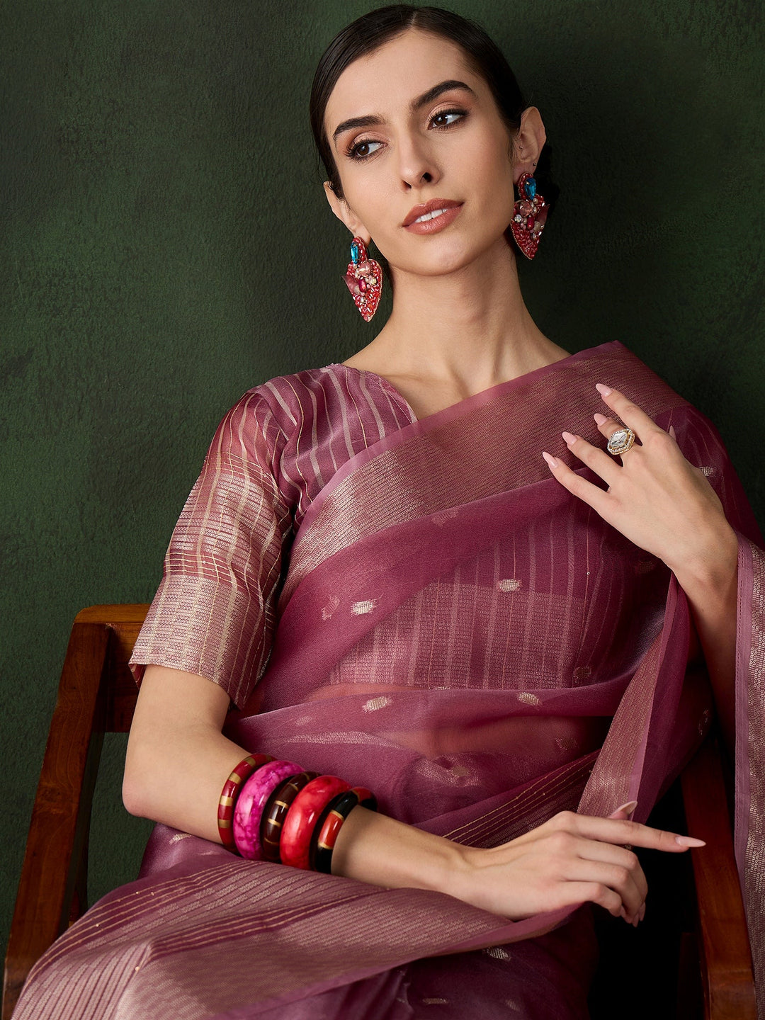 Elegant Khadi-Organza Saree | Designer Work for Special Events & Weddings