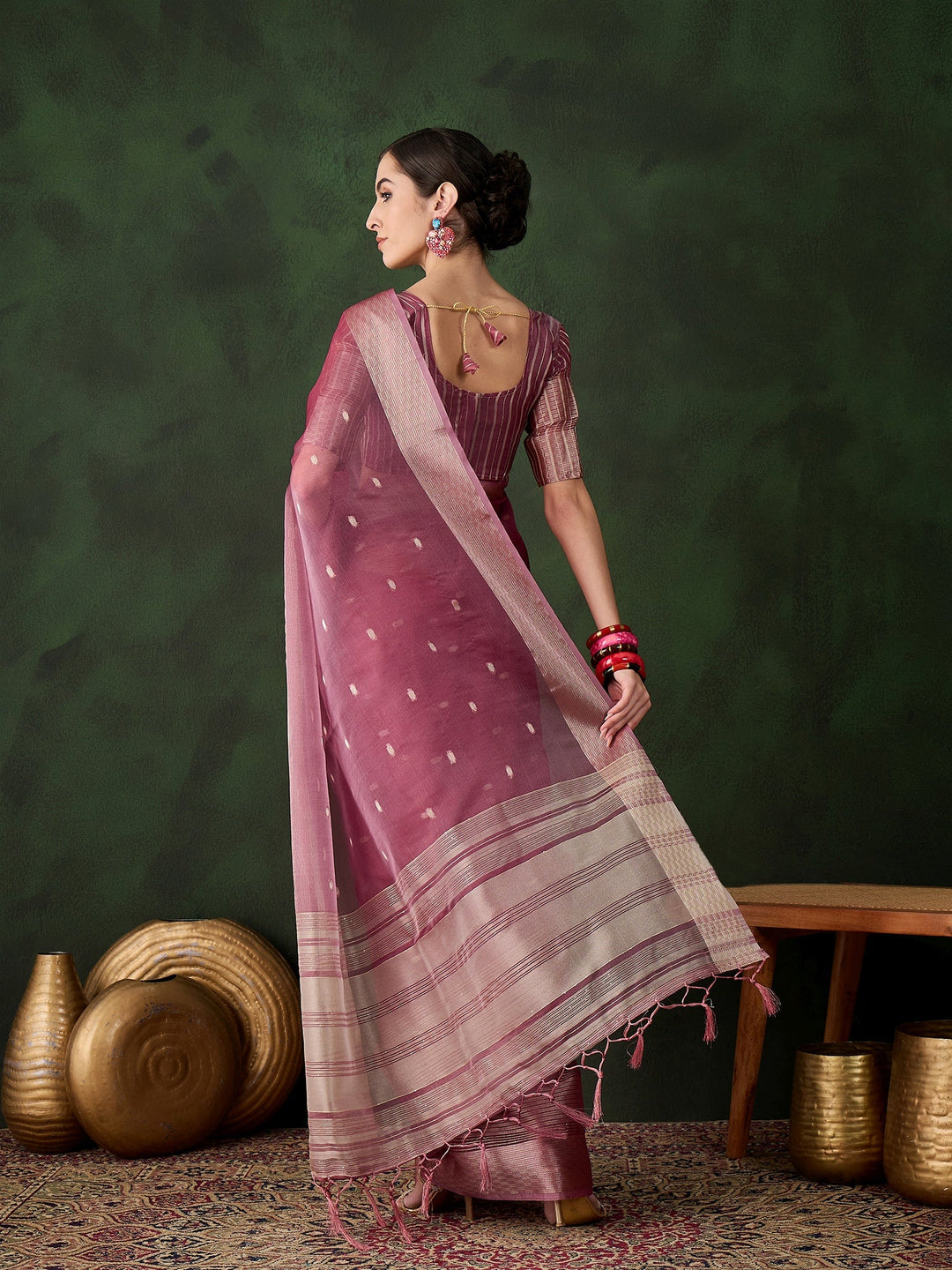 Elegant Khadi-Organza Saree | Designer Work for Special Events & Weddings