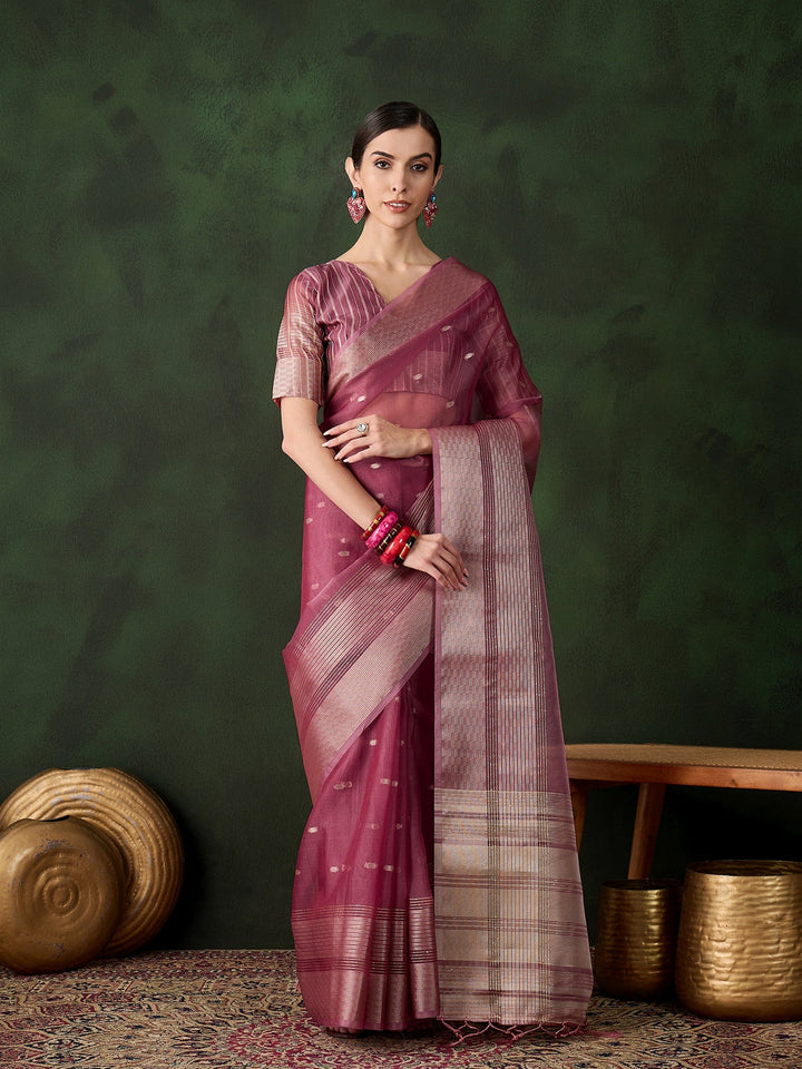 Elegant Khadi-Organza Saree | Designer Work for Special Events & Weddings