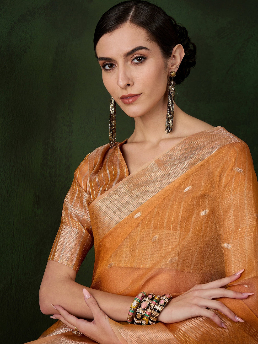 Elegant Khadi-Organza Saree | Designer Work for Special Events & Weddings