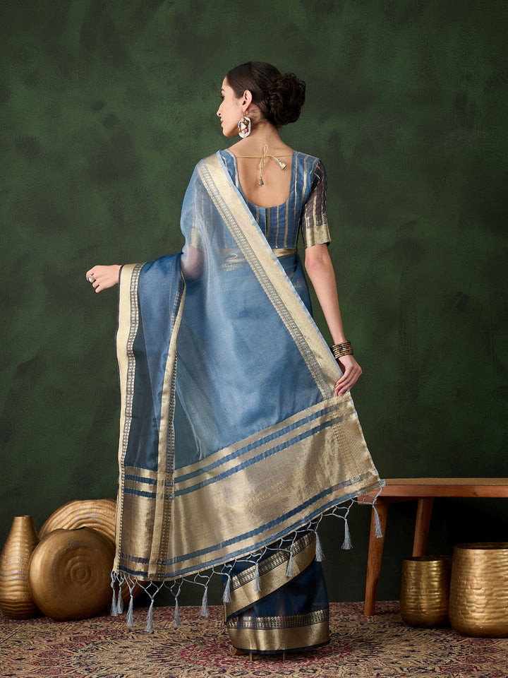 Elegant Khadi-Organza Saree | Wevon Jacquard Designer | Perfect for Events