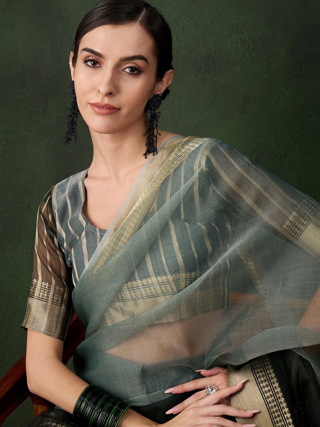 Elegant Khadi-Organza Saree | Wevon Jacquard Designer | Perfect for Events