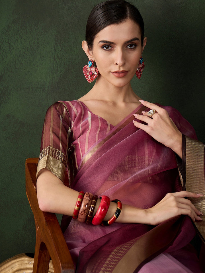 Elegant Khadi-Organza Saree | Wevon Jacquard Designer | Perfect for Events