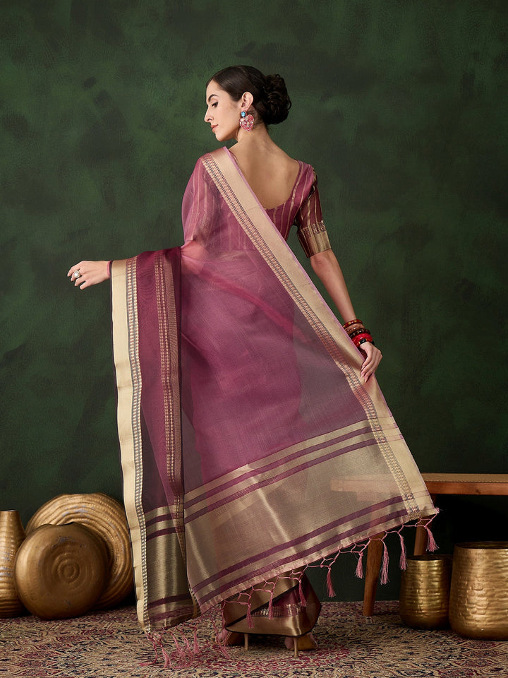 Elegant Khadi-Organza Saree | Wevon Jacquard Designer | Perfect for Events