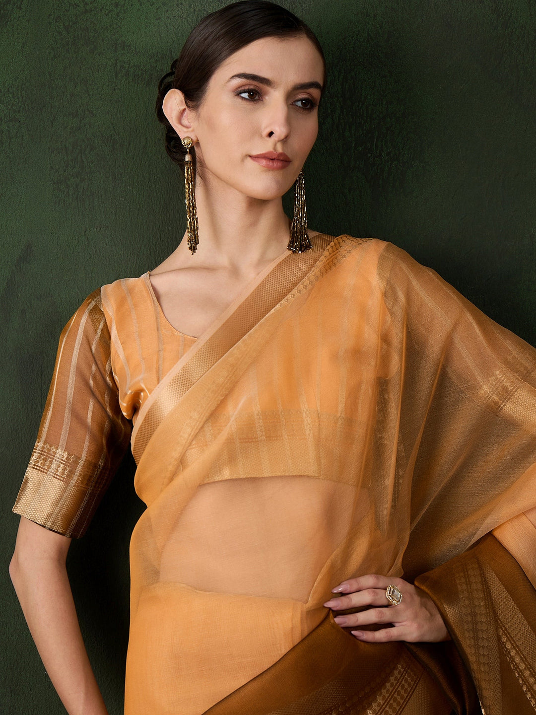 Elegant Khadi-Organza Saree | Wevon Jacquard Designer | Perfect for Events