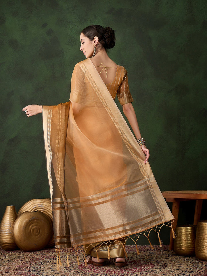 Elegant Khadi-Organza Saree | Wevon Jacquard Designer | Perfect for Events