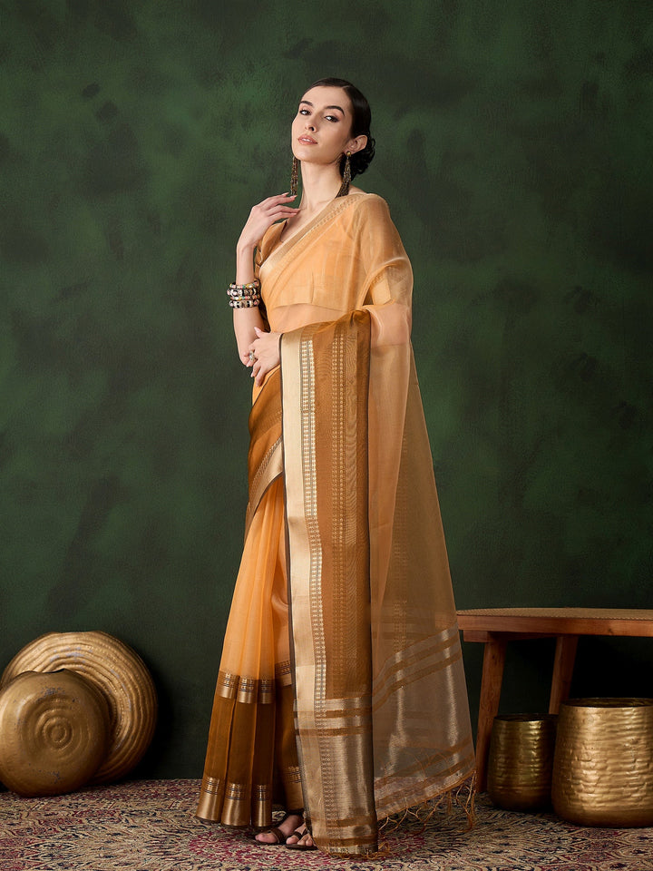 Elegant Khadi-Organza Saree | Wevon Jacquard Designer | Perfect for Events