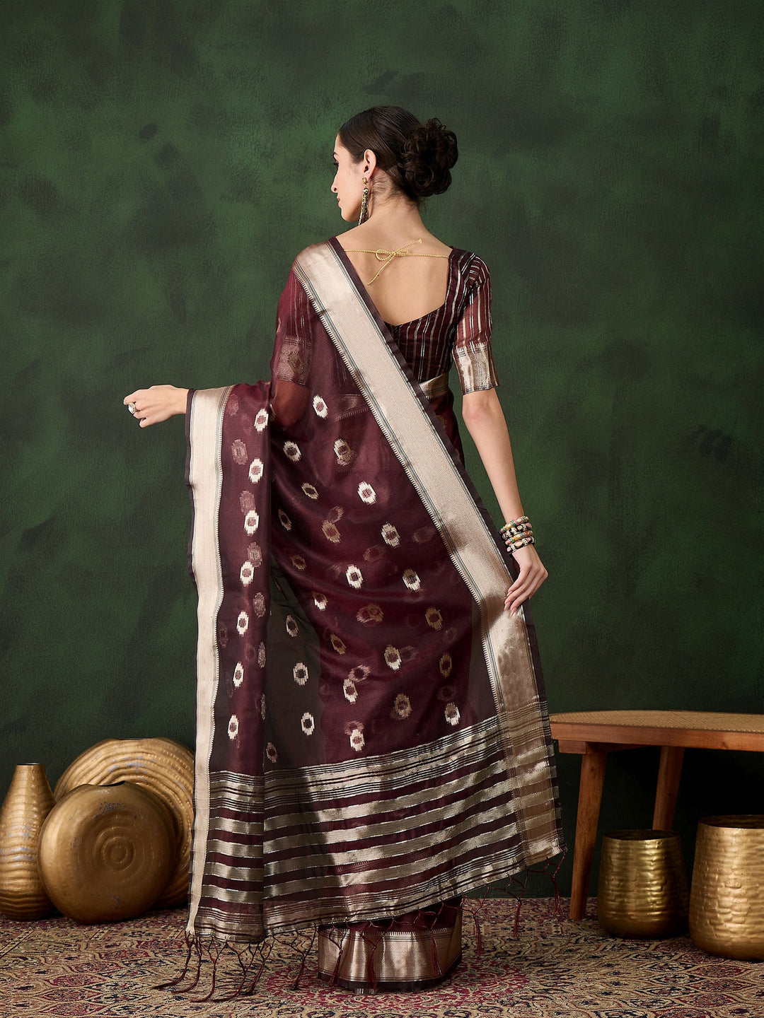 Elegant Khadi-Organza Saree | Wevon-Jacquard Designer for Special Events