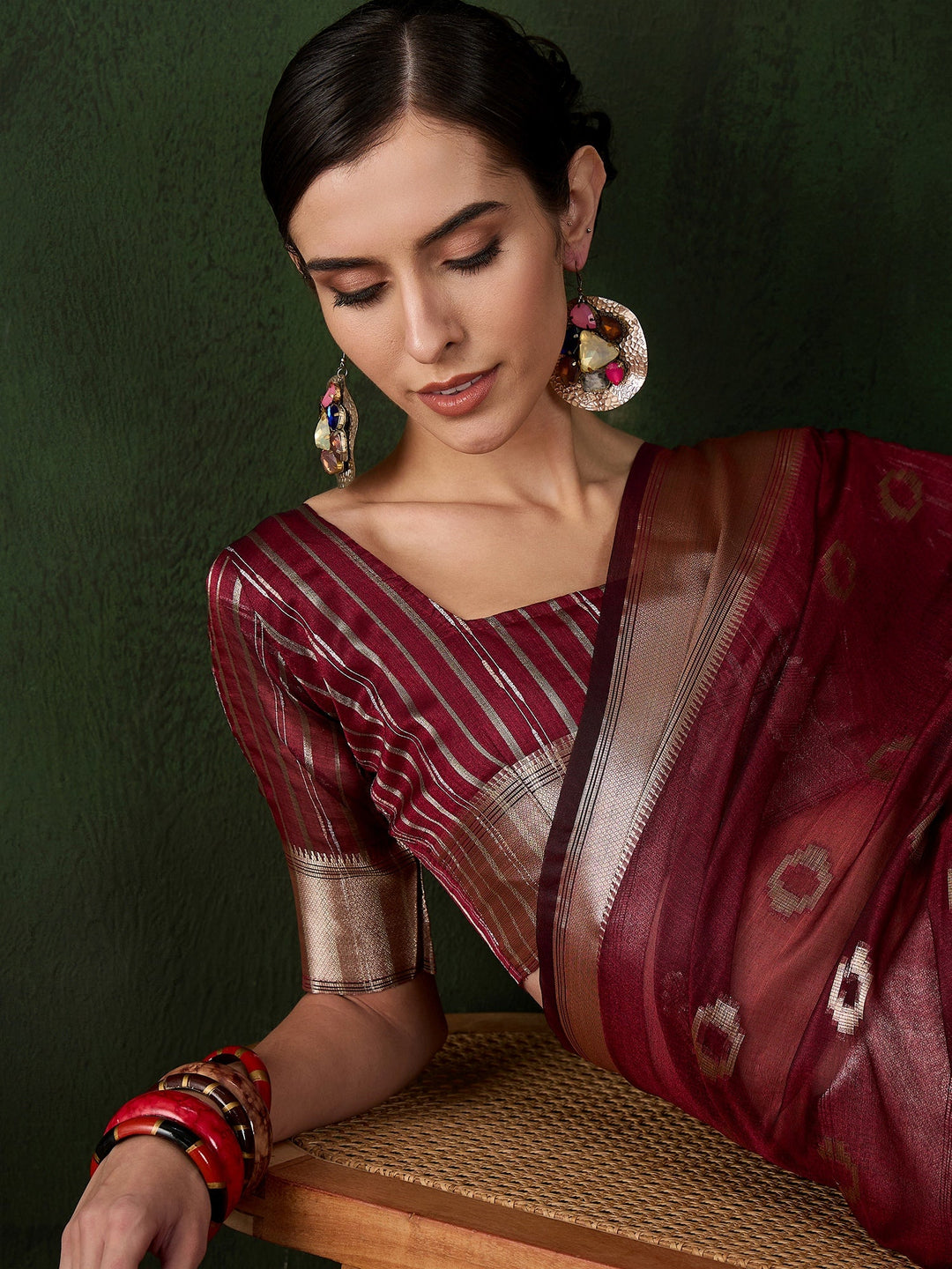 Elegant Khadi-Organza Saree | Wevon-Jacquard Designer for Special Events