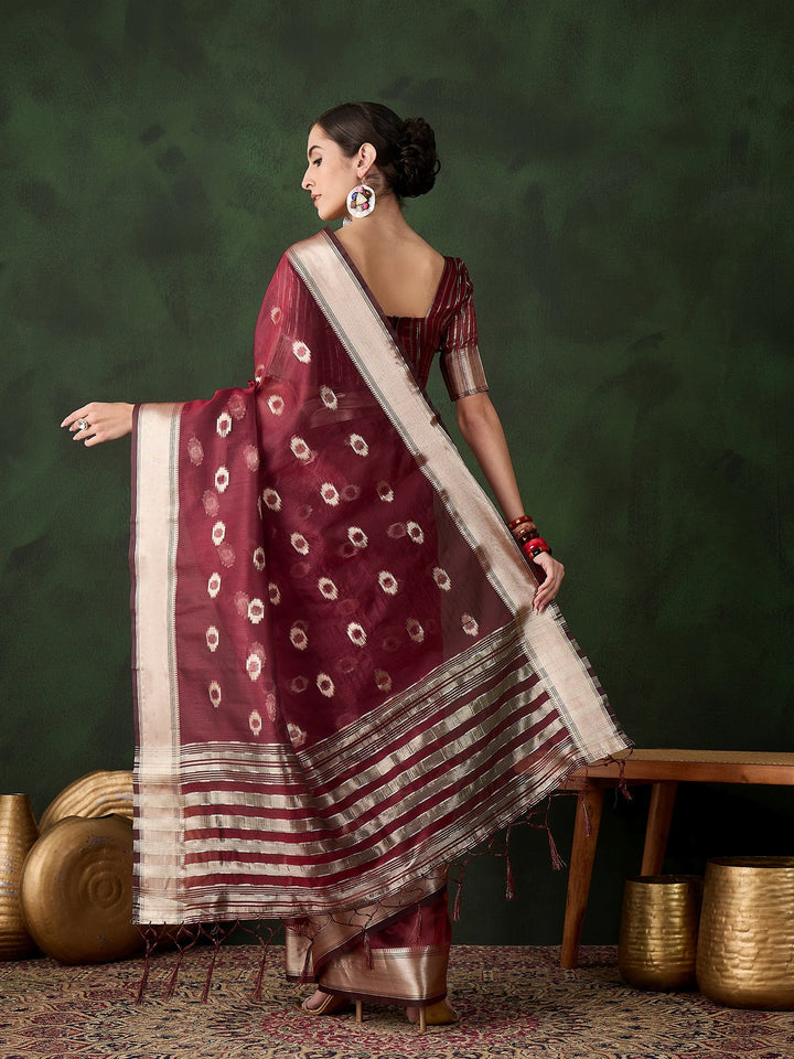 Elegant Khadi-Organza Saree | Wevon-Jacquard Designer for Special Events