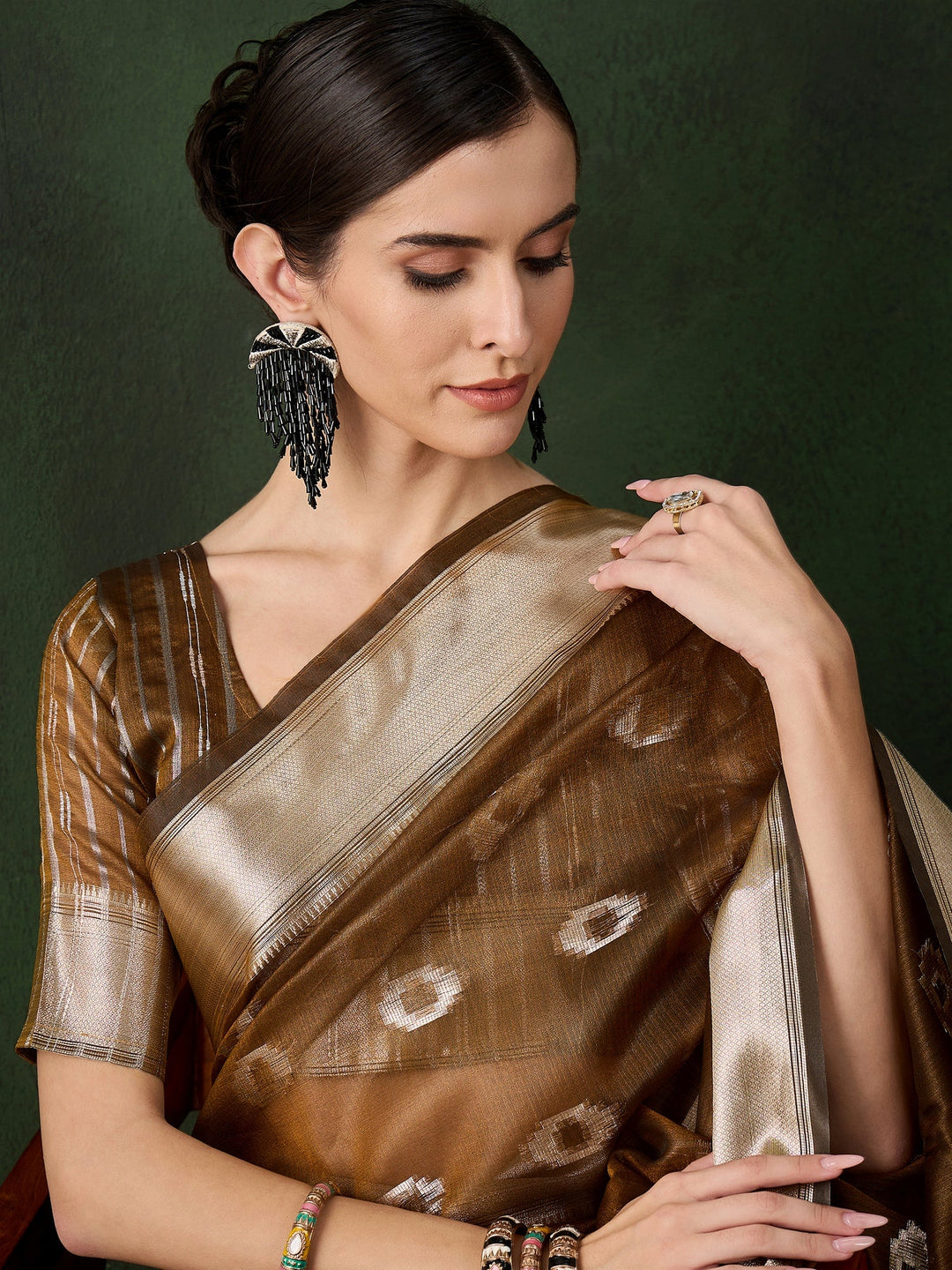 Elegant Khadi-Organza Saree | Wevon-Jacquard Designer for Special Events