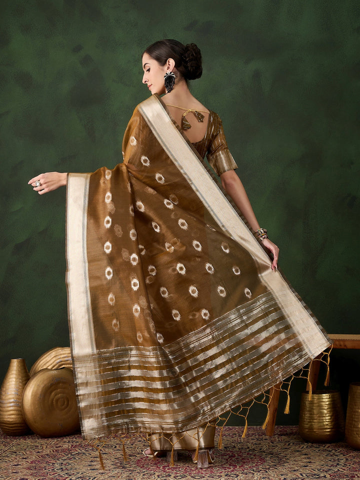 Elegant Khadi-Organza Saree | Wevon-Jacquard Designer for Special Events