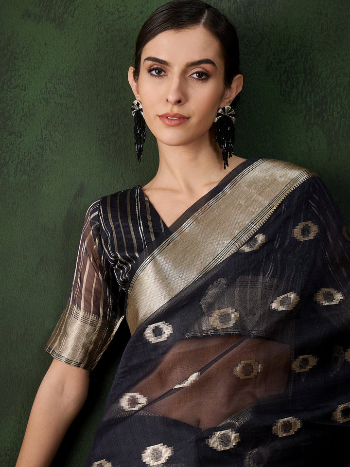 Elegant Khadi-Organza Saree | Wevon-Jacquard Designer for Special Events