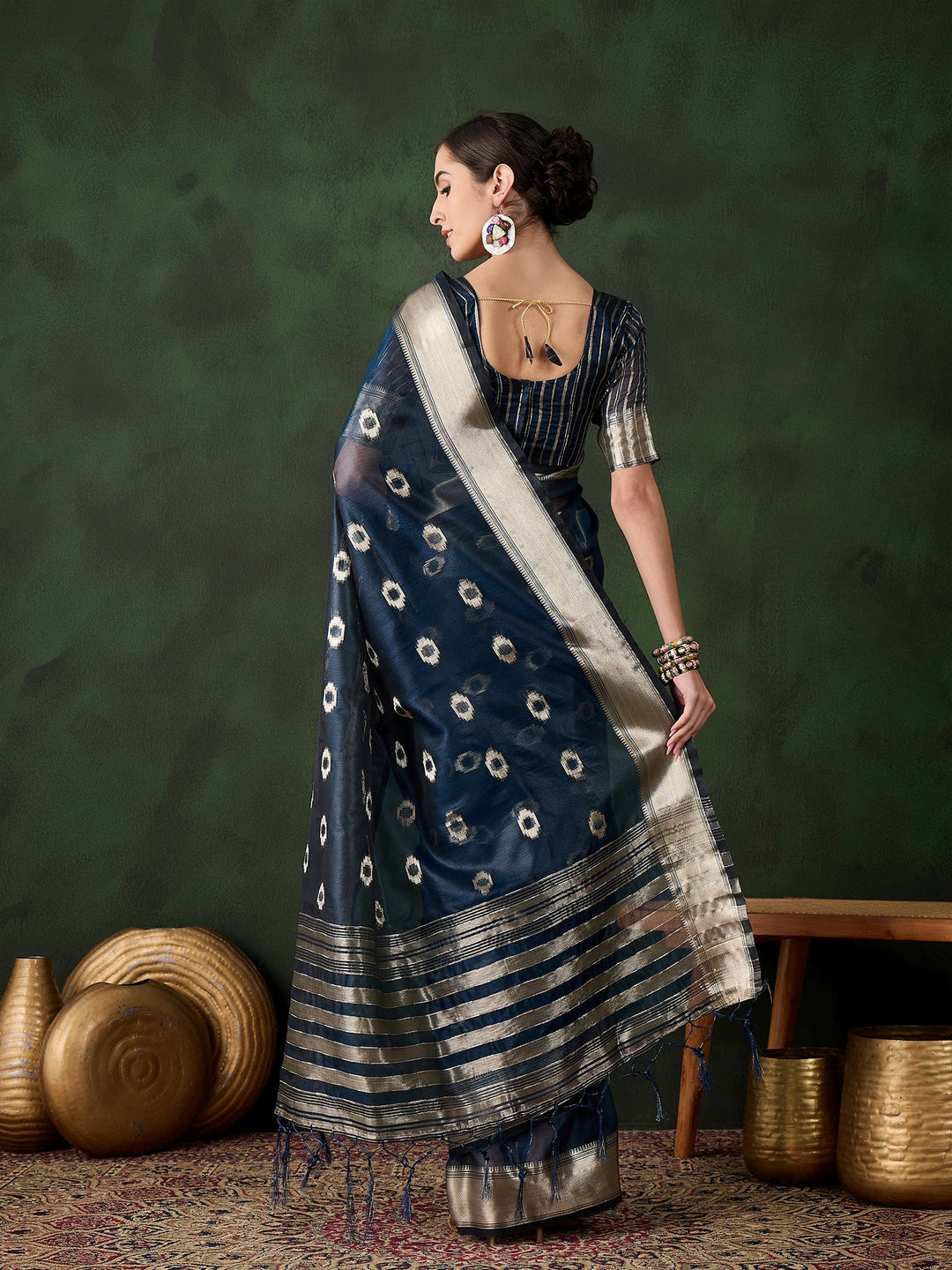 Elegant Khadi-Organza Saree | Wevon-Jacquard Designer for Special Events