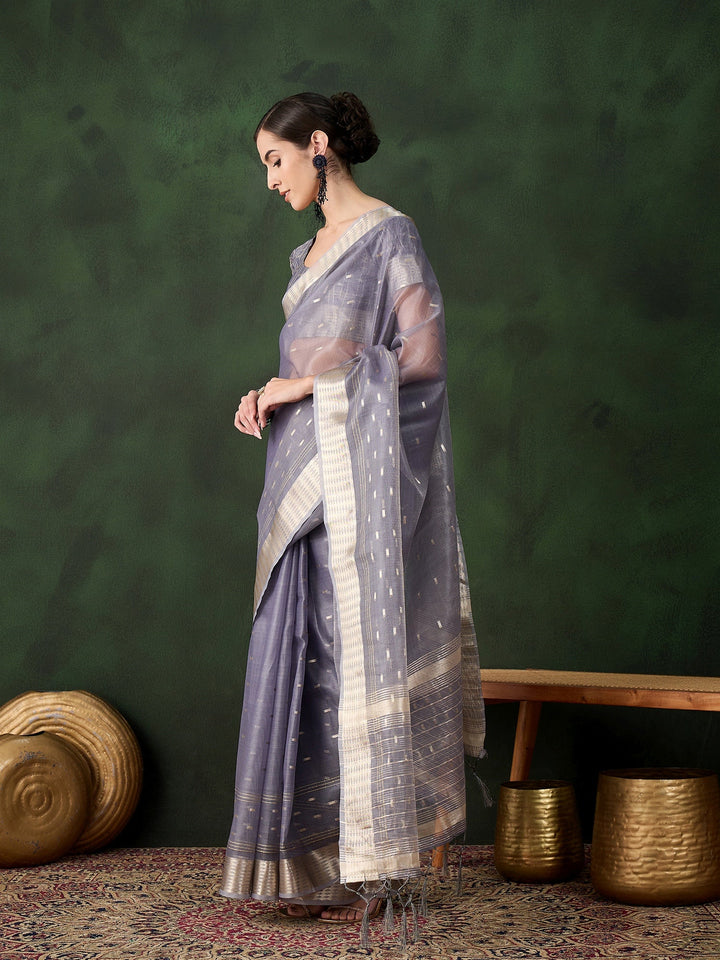 Elegant Khadi-Organza Saree with Jacquard Work | Special Event & Wedding Ready