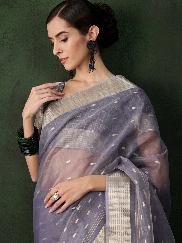 Elegant Khadi-Organza Saree with Jacquard Work | Special Event & Wedding Ready