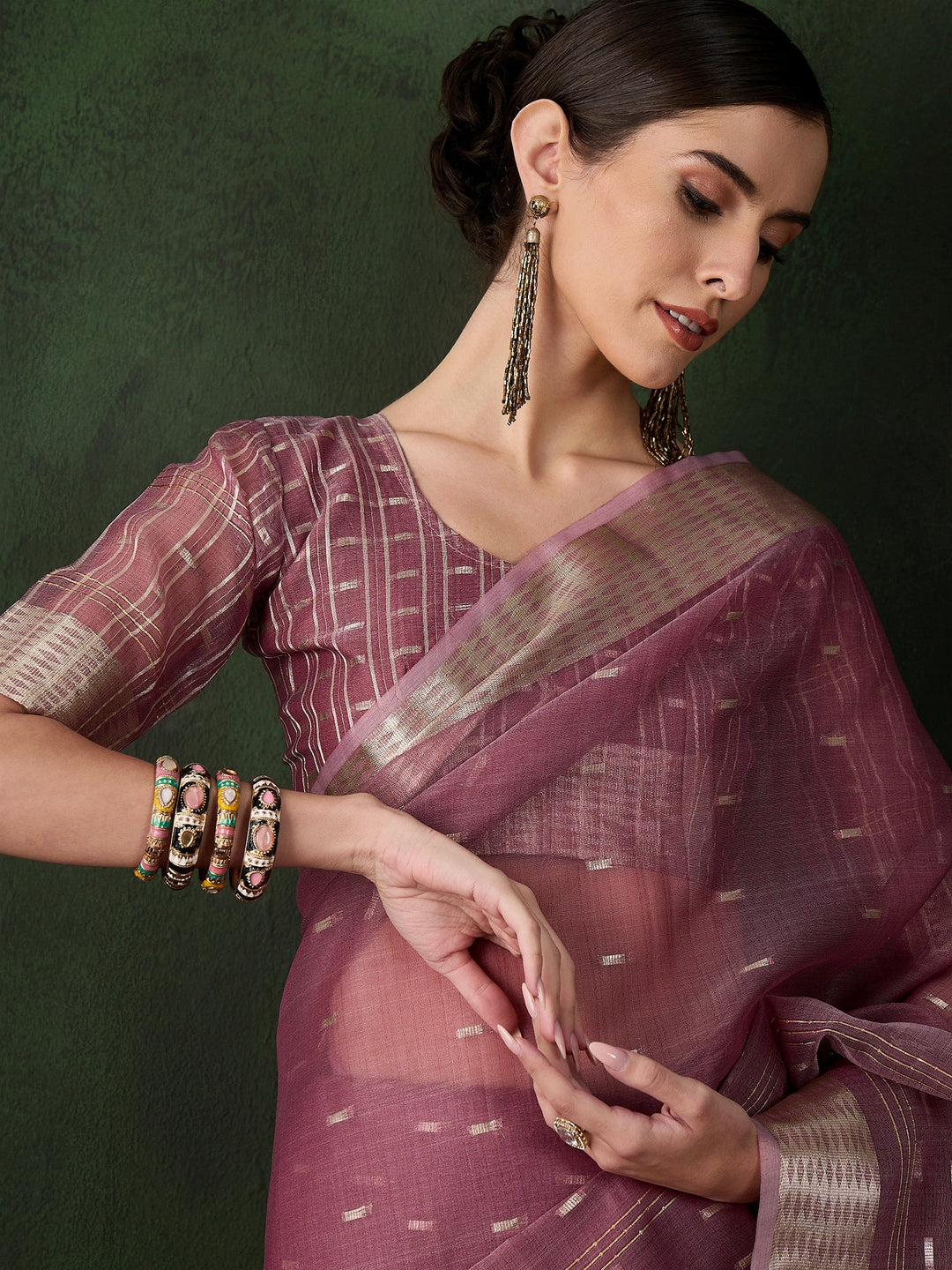 Elegant Khadi-Organza Saree with Jacquard Work | Special Event & Wedding Ready