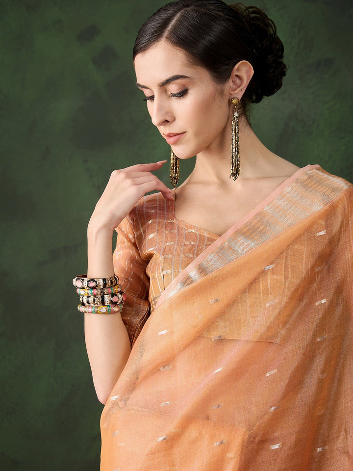 Elegant Khadi-Organza Saree with Jacquard Work | Special Event & Wedding Ready