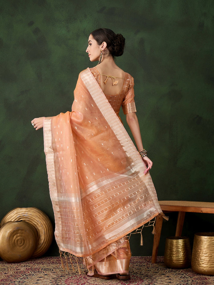 Elegant Khadi-Organza Saree with Jacquard Work | Special Event & Wedding Ready