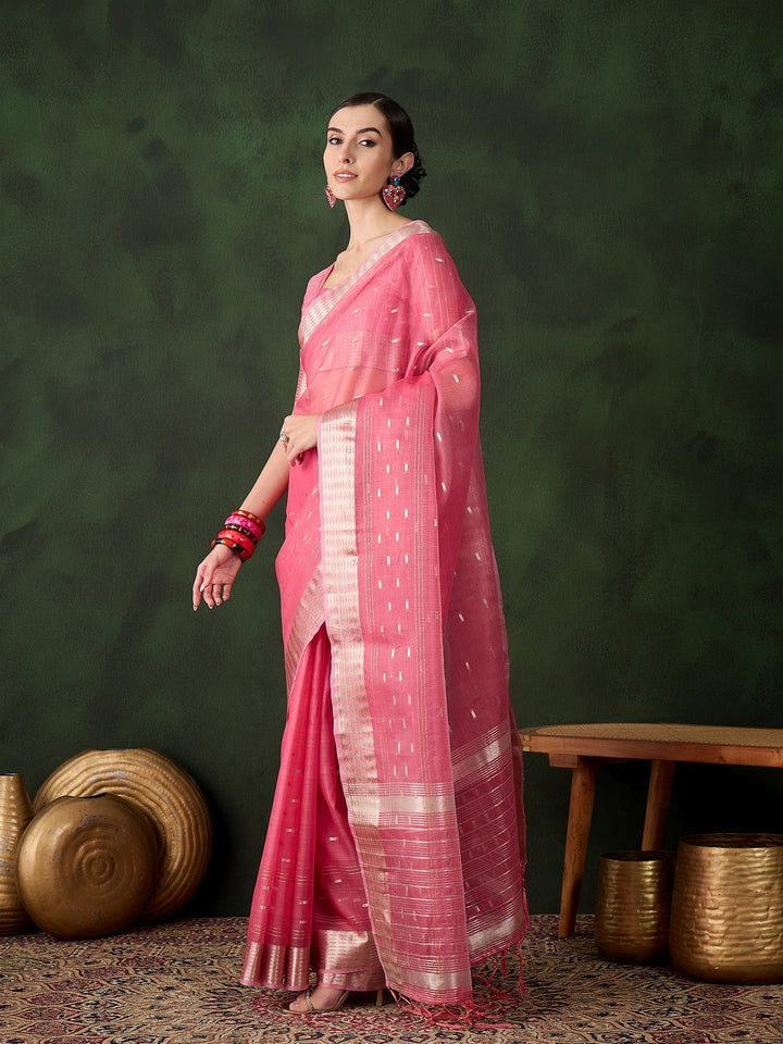 Elegant Khadi-Organza Saree with Jacquard Work | Special Event & Wedding Ready