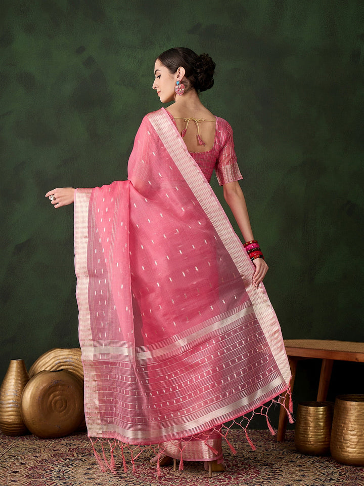 Elegant Khadi-Organza Saree with Jacquard Work | Special Event & Wedding Ready