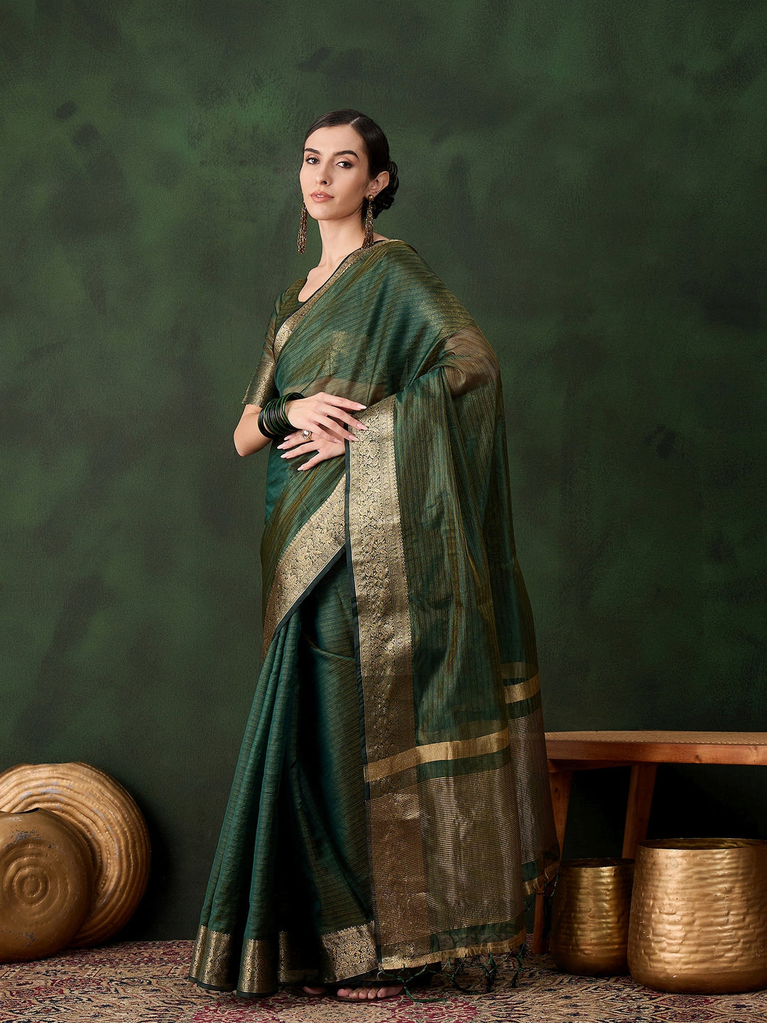 Elegant Khadi-Organza Saree | Designer Wevon-Jacquard for Weddings & Events