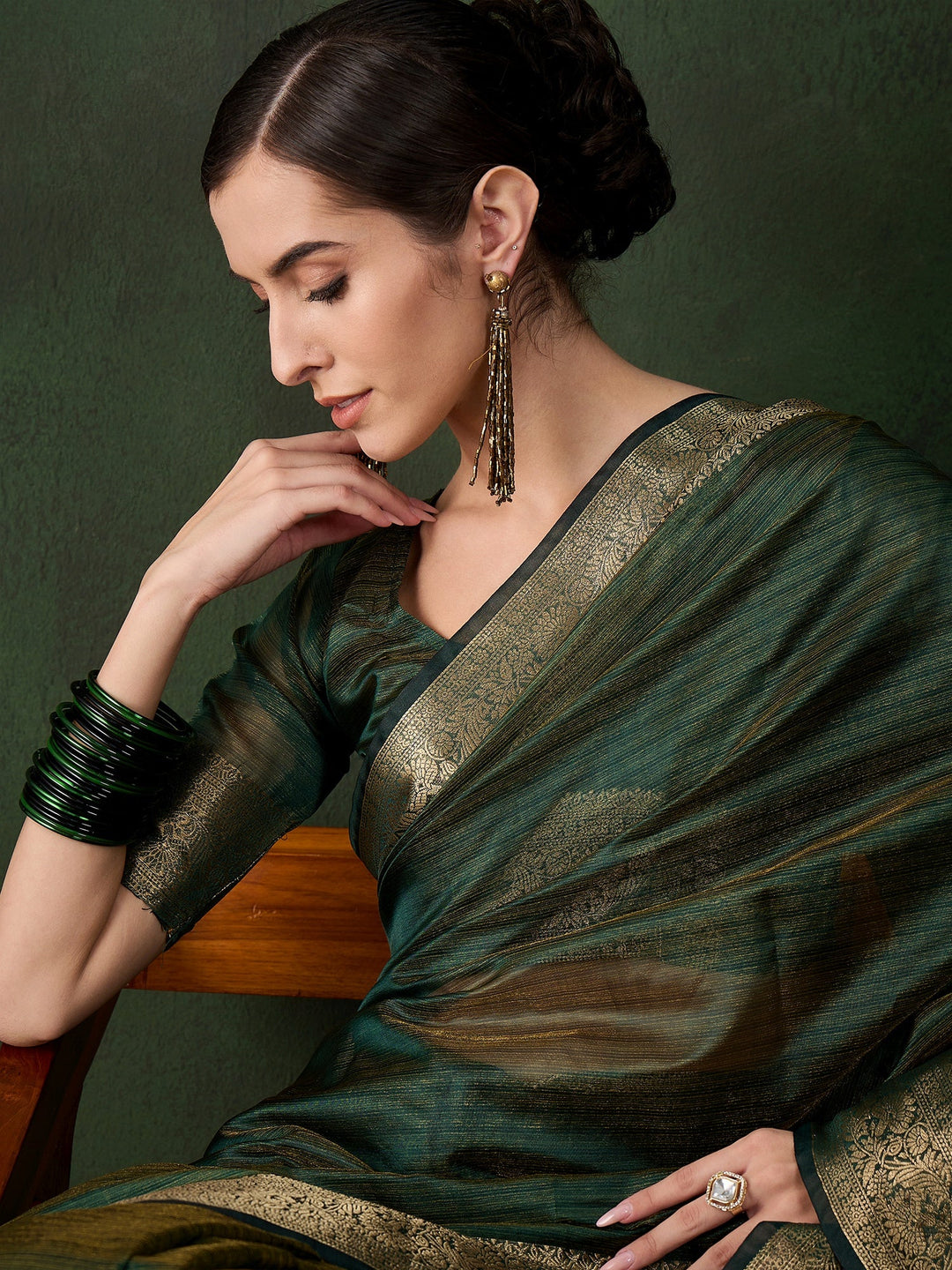 Elegant Khadi-Organza Saree | Designer Wevon-Jacquard for Weddings & Events