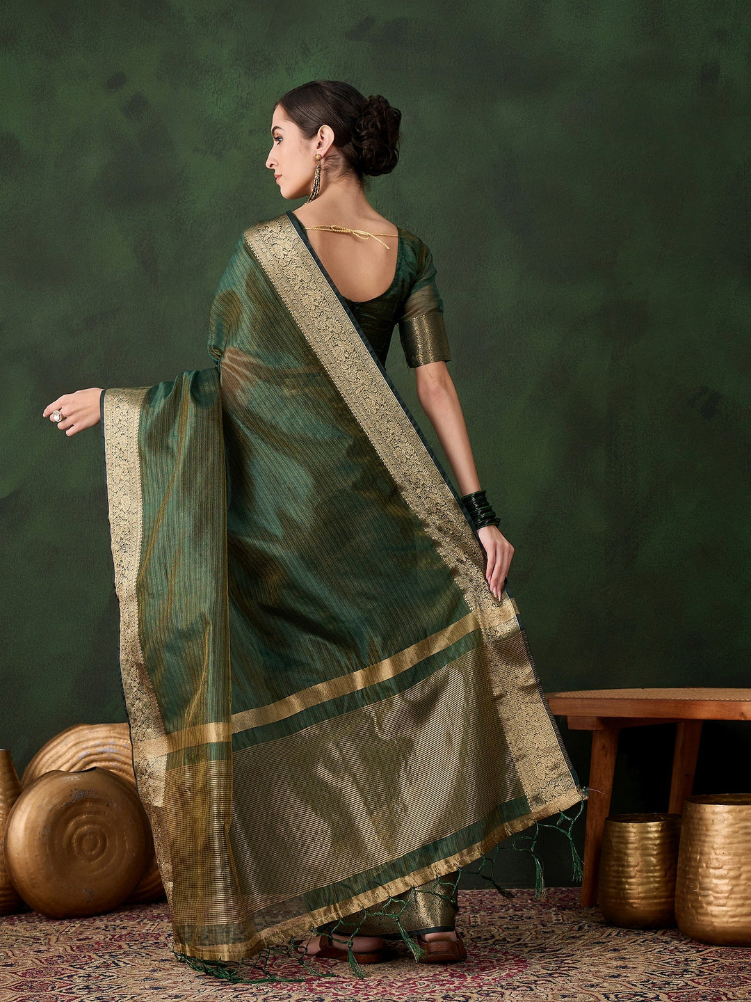 Elegant Khadi-Organza Saree | Designer Wevon-Jacquard for Weddings & Events