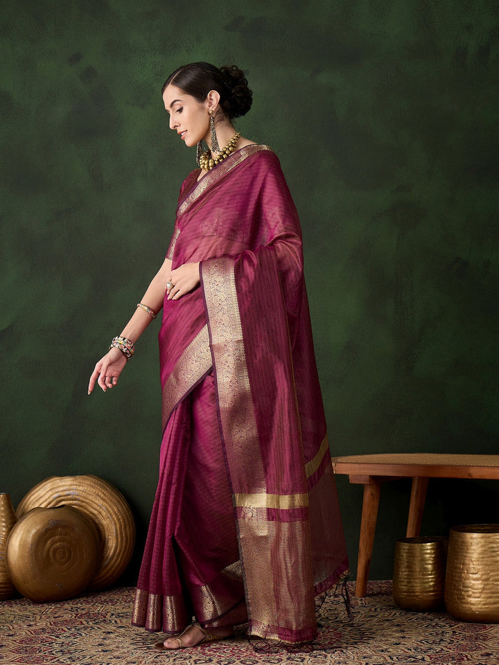 Elegant Khadi-Organza Saree | Designer Wevon-Jacquard for Weddings & Events