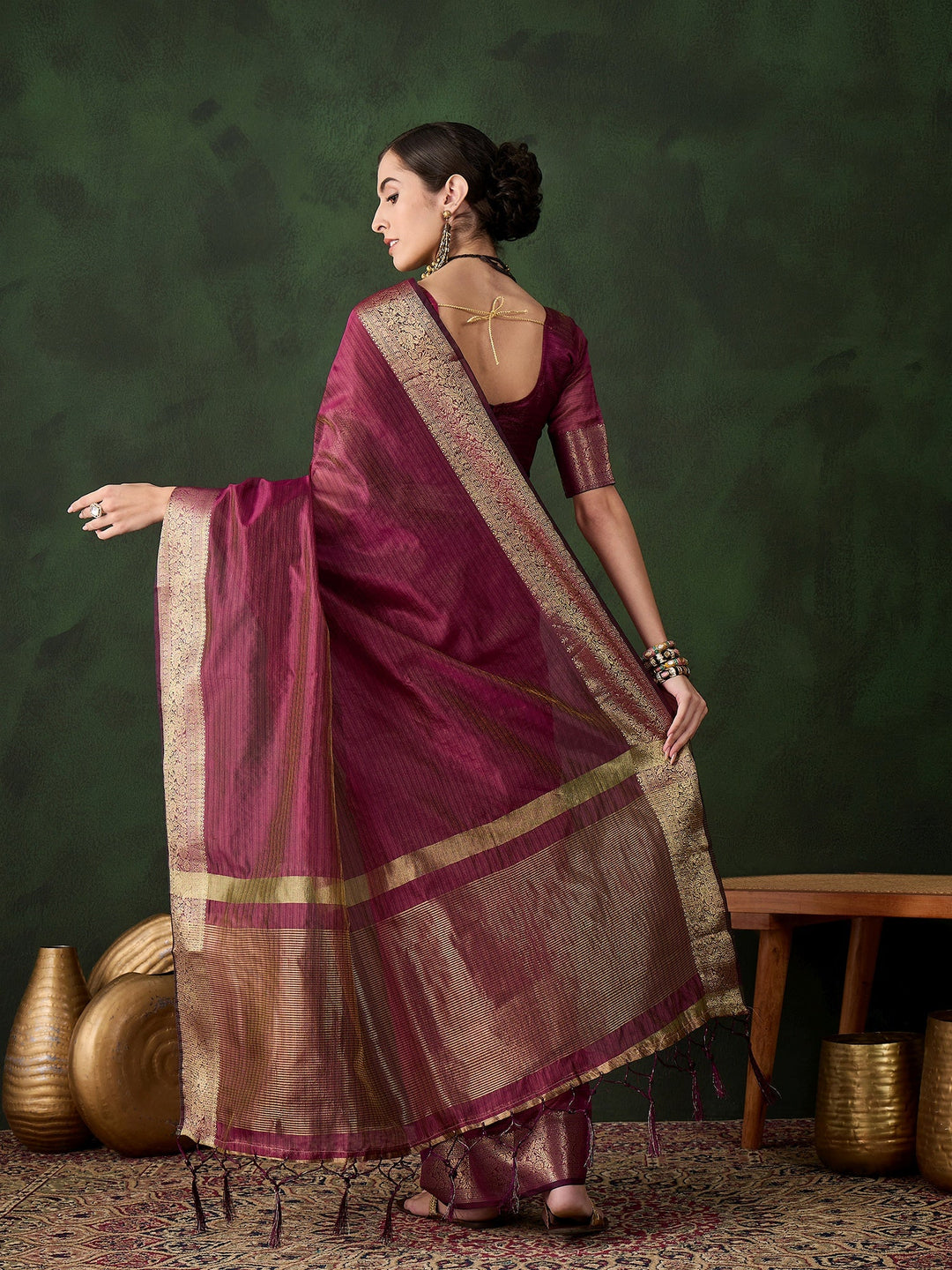 Elegant Khadi-Organza Saree | Designer Wevon-Jacquard for Weddings & Events