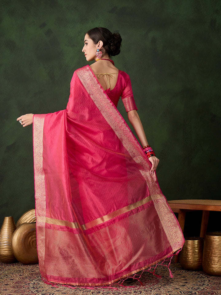 Elegant Khadi-Organza Saree | Designer Wevon-Jacquard for Weddings & Events