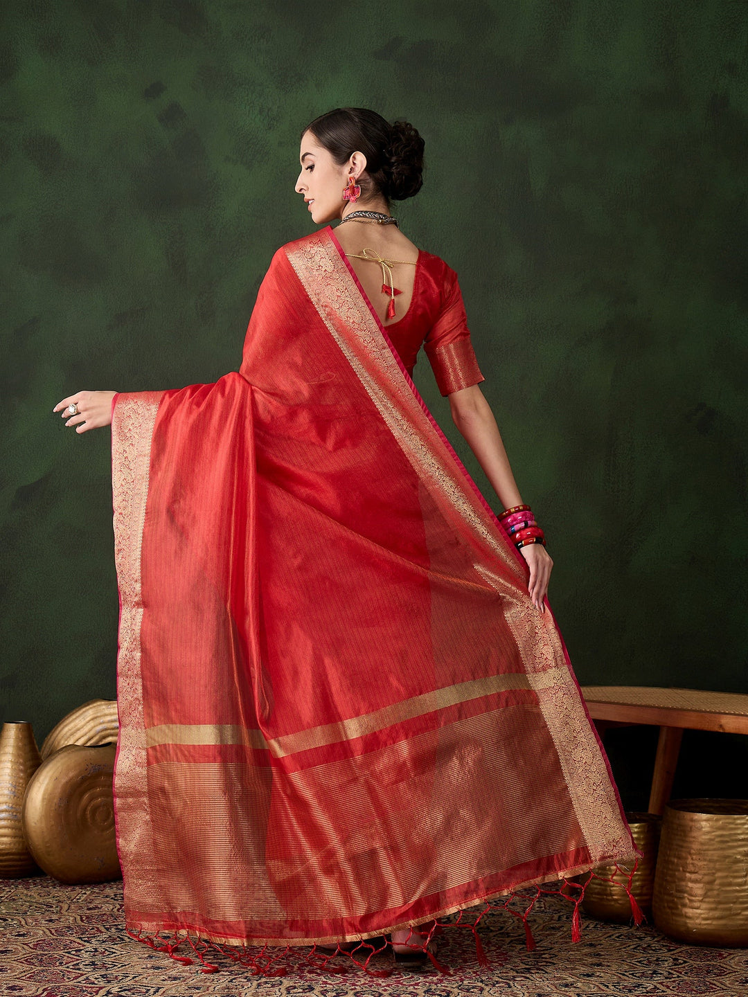 Elegant Khadi-Organza Saree | Designer Wevon-Jacquard for Weddings & Events