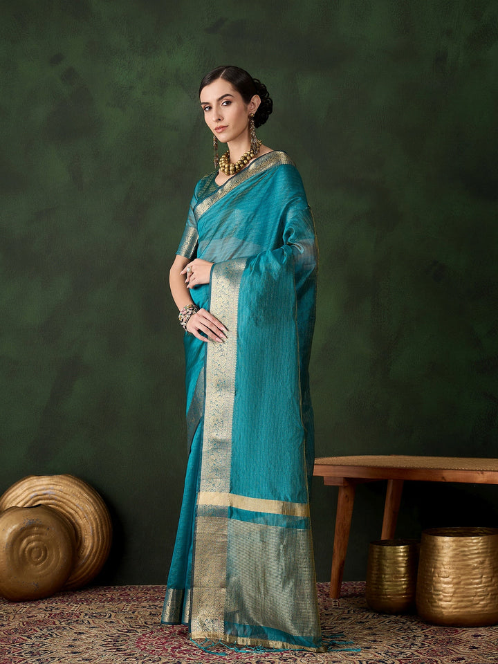 Elegant Khadi-Organza Saree | Designer Wevon-Jacquard for Weddings & Events